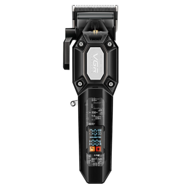 Машинка для стрижки акумуляторна 6 насадок 7000 RPM регулятор висоти LED дисплей зелена VGR V-600