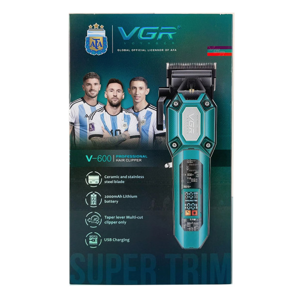 Машинка для стрижки акумуляторна 4 насадки LED дисплей VGR V-647