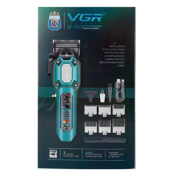 Машинка для стрижки акумуляторна 4 насадки LED дисплей VGR V-647