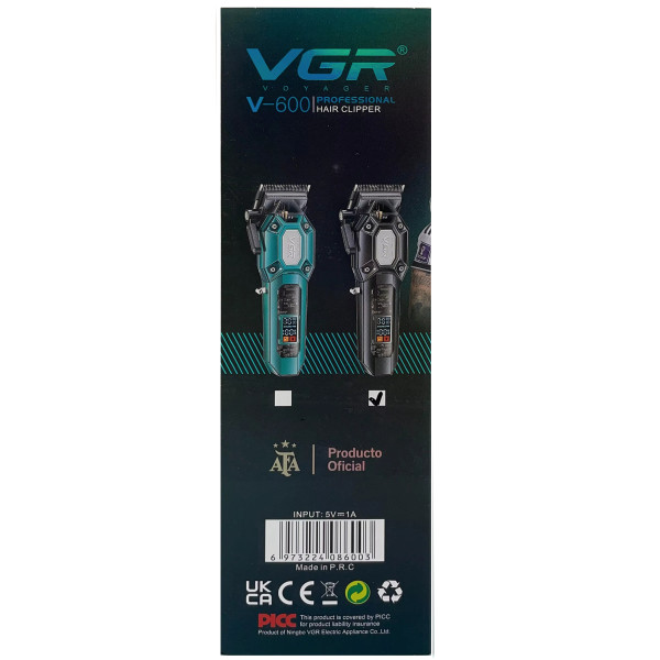Машинка для стрижки акумуляторна 4 насадки LED дисплей VGR V-647