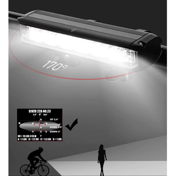 Велофара мощная EOS620-6LED, 1400LM, Waterproof, Li-Ion аккумулятор, ЗУ Type-C
