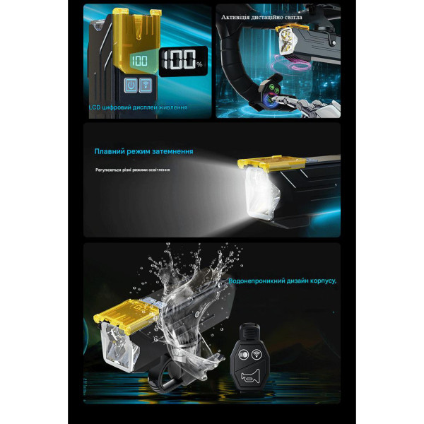 Велофара потужна 800LM Li-Ion акумулятор ЗУ Type-C індикація заряду Q03L