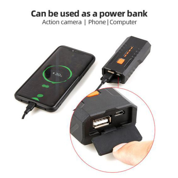 Велофара 300LM водонепроникна Power Bank Li-Ion акумулятор ЗУ Type-C індикація заряду BC25S