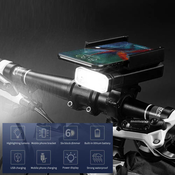 Велоліхтар Power Bank Li-Ion акумулятор ЗУ Type-C кріплення під телефон BK09-Z-03-3T6