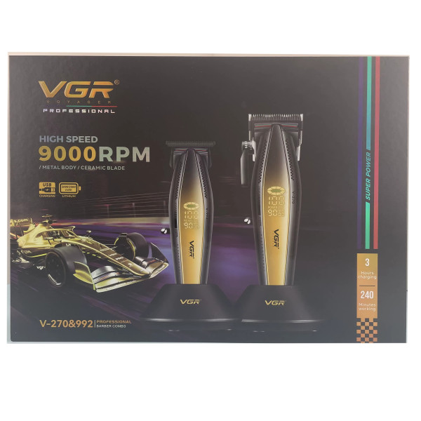 Комплект для стрижки 2 в 1 машинка та триммер VGR V-270&V-992 Gold