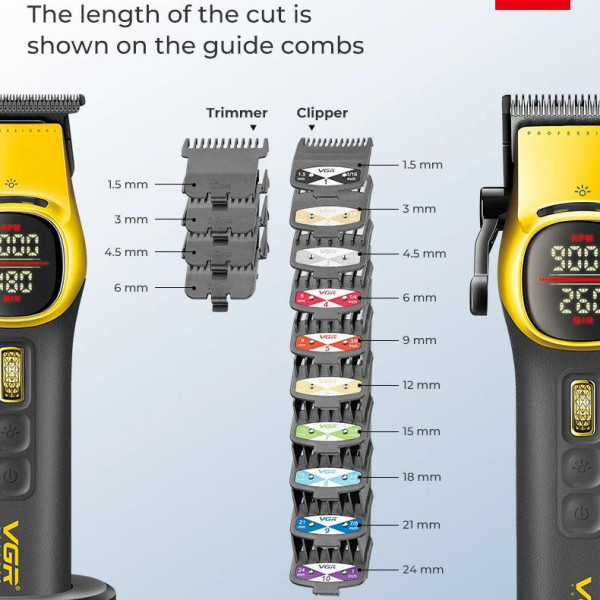 Комплект для стрижки 2 в 1 акумуляторна машинка та триммер VGR V-885 S2 Gold