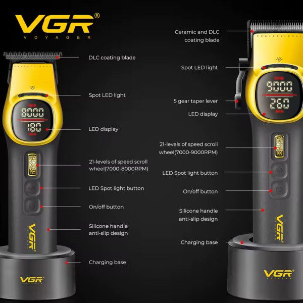 Комплект для стрижки 2 в 1 акумуляторна машинка та триммер VGR V-885 S2 Gold