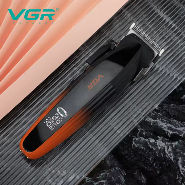Машинка для стрижки акумуляторна 4 насадки 2000 mAh LED дисплей золотиста VGR V-904