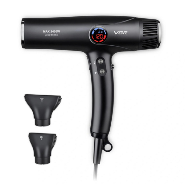 Фен професійний 2 насадки 4 рівні обдування 4 рівні температури 2400 Вт VGR V-469
