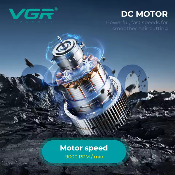 Тример акумуляторний 4 насадки 2000 mAh 5 швидкостей LED дисплей синій 9000 RPM VGR V-299