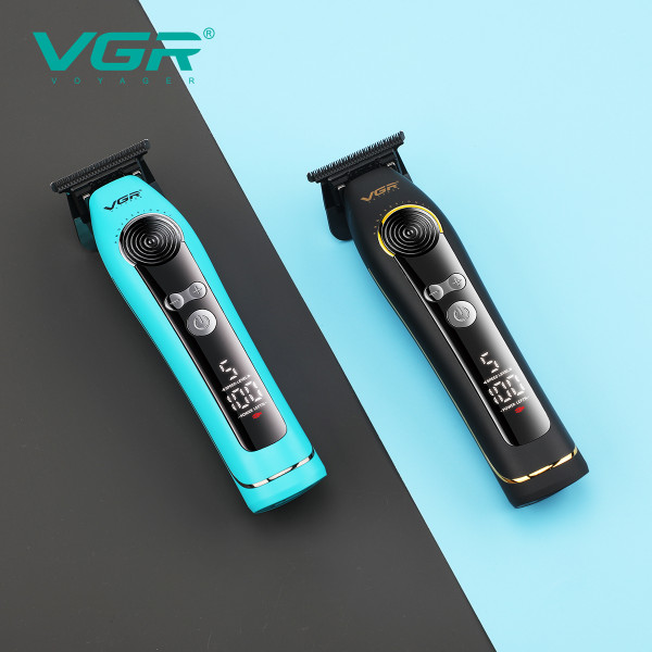 Тример акумуляторний 4 насадки 2000 mAh 5 швидкостей LED дисплей синій 9000 RPM VGR V-299