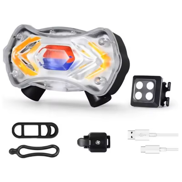 Велоліхтар стоп червоний синій сирена 2 лазери з покажчиком поворотів KXK-03