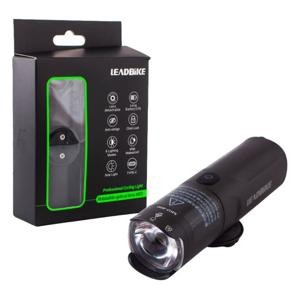 Велофара потужна 800LM 2500mAh водонепроникне блокування від дітей Li-Ion акумулятор ЗУ Type-C LEADBIKE M03-OSRAM