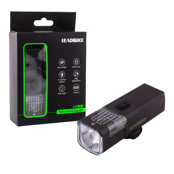 Велофара потужна 400LM 2000mAh водонепроникне блокування від дітей Li-Ion акумулятор ЗУ Type-C LEADBIKE LD88-OSRAM