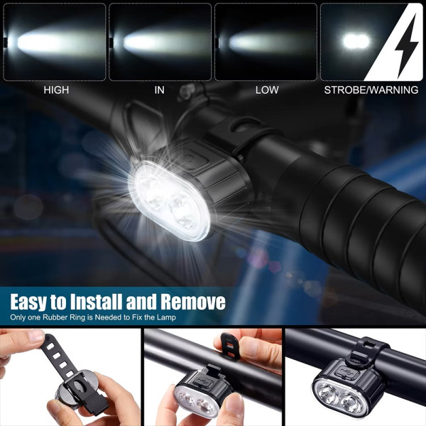 Велокомплект ZH-078-2LED ліхтар + STOP-14SMD, waterproof, Li-Ion акумулятор, ЗУ Type-C