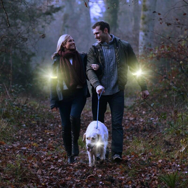 Світлодіодний LED браслет безпеки YD2307-COB(white+red), Waterproof, Li-Ion акумулятор., ЗУ Type-C