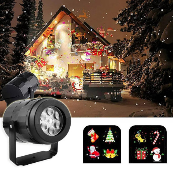 Світлодіодний лазерний проектор 886-1 (Новорічний), +2 вкладиші з картинками