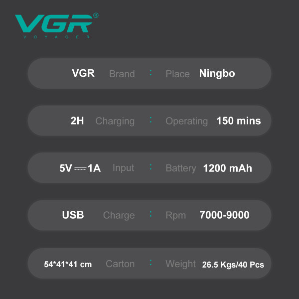Електробритва шейвер подвійне лезо 9000 RPM LED дисплей Green VGR V-308