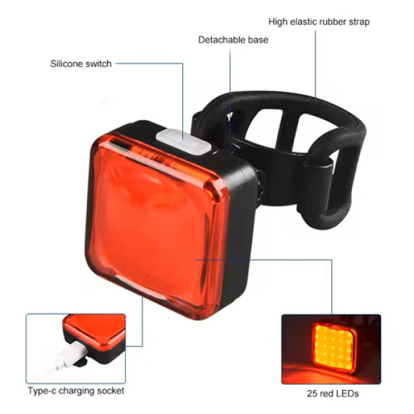 Велоліхтар водонепроникний Li-Ion акумулятор ЗУ Type-C MY-2107-25LED