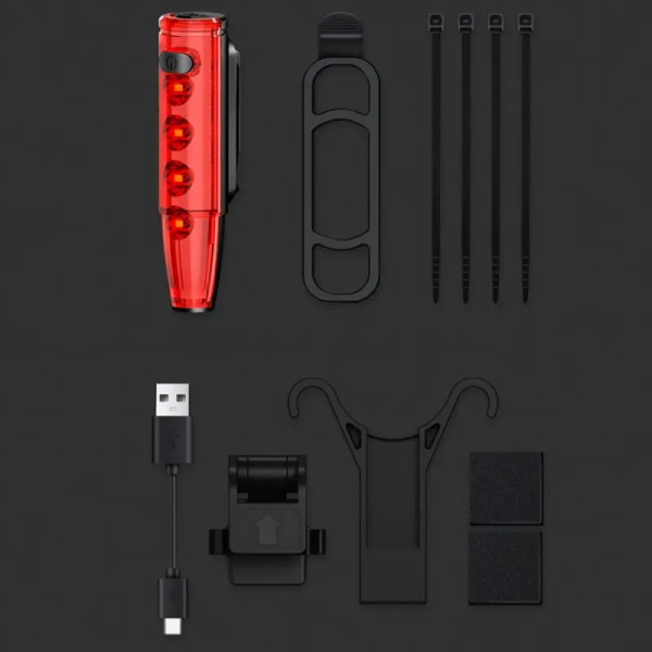 Велоліхтар із лазерною розміткою водонепроникний Li-Ion акумулятор ЗУ Type-C LEADBIKE LD77-LS-4LED