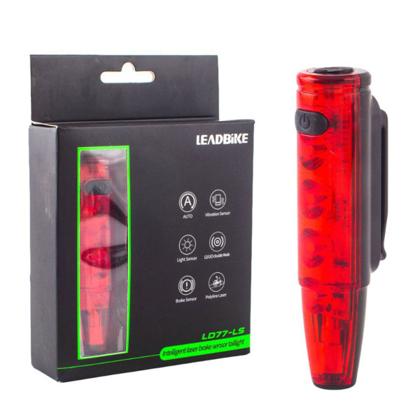 Велоліхтар із лазерною розміткою водонепроникний Li-Ion акумулятор ЗУ Type-C LEADBIKE LD77-LS-4LED
