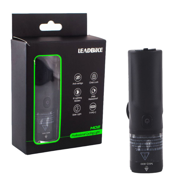Велофара потужна LEADBIKE M02-OSRAM 800LM, 2500mAh, waterproof, children lock, Li-Ion акумулятор, ЗУ Type-C