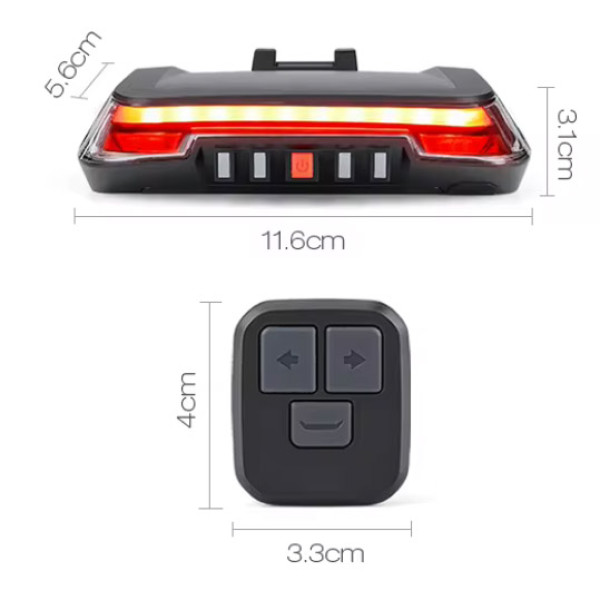 Велоліхтар із зазначенням поворотів червоний жовтий водонепроникний ЗУ Type-C Li-Ion акумулятор пульт керування 0118-A9