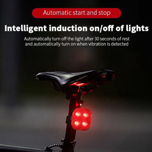 Велоліхтар стоп червоний з автоматичною системою START/STOP водонепроникний Li-Ion акумулятор ЗУ Type-C FY-328S-4LED