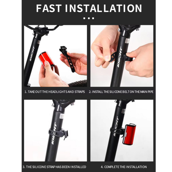 Велоліхтар білий червоний зігнутий Li-Ion акумулятор ЗУ Type-C WQB-514-COB