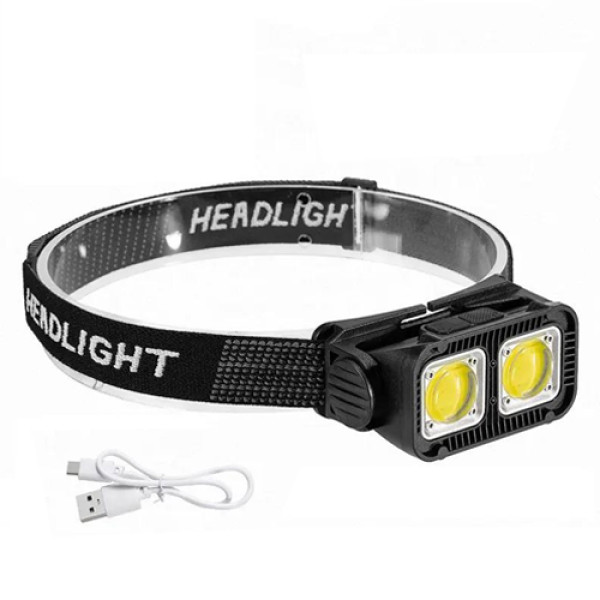Ліхтар налобний K372-2COB(white+red), Motion Sensor, Li-Ion акумулятор, індикація заряду, ЗУ Type-C, Box