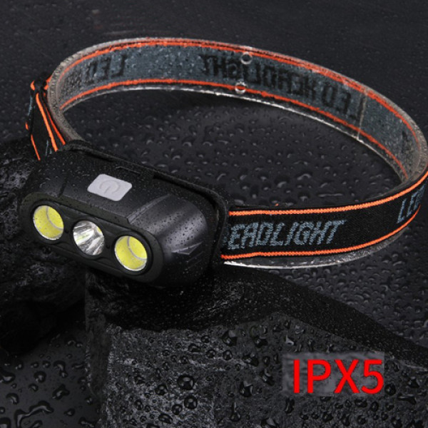 Ліхтар налобний KX-215-LED+2COB, 1x18650, ЗУ Type-C, Box