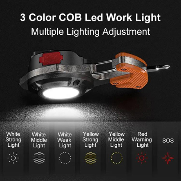 Ліхтар Li-Ion акум Type-C мультитул магніт карабін викрутка MULTIFUNCTIONAL W5143-COB
