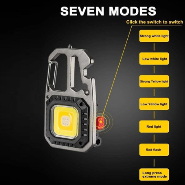 Ліхтар MULTIFUNCTIONAL 5138/KL-535-COB ULTRA(white+yellow+red), multitool, Li-Ion акумулятор, карабін, викрутка, ЗУ Type-C