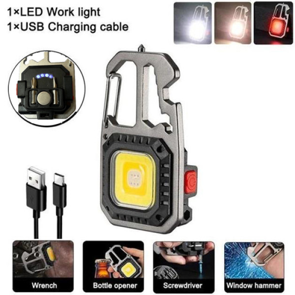 Ліхтар MULTIFUNCTIONAL 5138/KL-535-COB ULTRA(white+yellow+red), multitool, Li-Ion акумулятор, карабін, викрутка, ЗУ Type-C