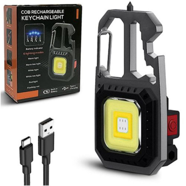 Ліхтар MULTIFUNCTIONAL 5138/KL-535-COB ULTRA(white+yellow+red), multitool, Li-Ion акумулятор, карабін, викрутка, ЗУ Type-C