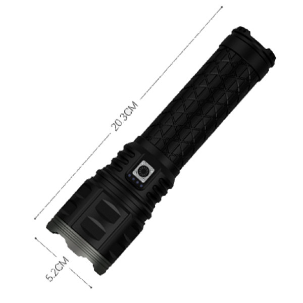 Ліхтар 8x18650 Power Bank Type-C білий лазер сумка індикація заряду zoom Box AK138-1