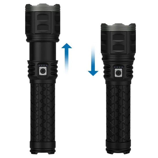 Ліхтар 8x18650 Power Bank Type-C білий лазер сумка індикація заряду zoom Box AK138-1