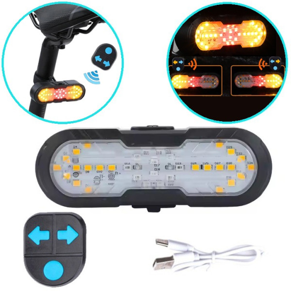 Велоліхтар стоп червоний жовтий із сигналом повороту ЗУ Type-C Li-Ion акумулятор CYGM-2229