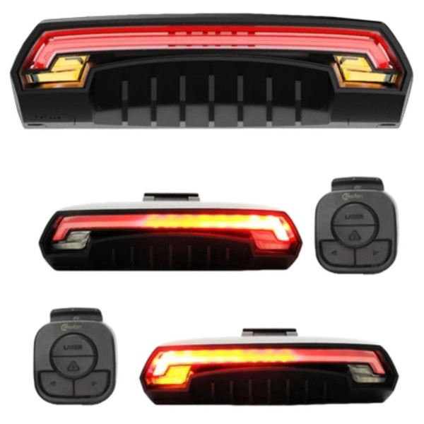 Велоліхтар із покажчиком поворотів червоний жовтий та лазерною розміткою водонепроникний ЗУ microUSB Li-Ion акумулятор Meilan X5