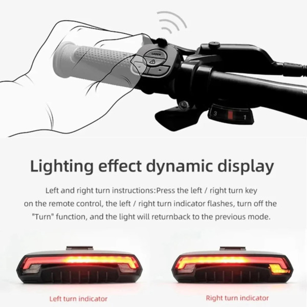 Велоліхтар із покажчиком поворотів червоний жовтий та лазерною розміткою водонепроникний ЗУ microUSB Li-Ion акумулятор Meilan X5