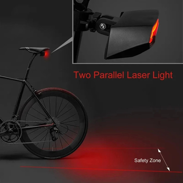 Велоліхтар із покажчиком поворотів червоний жовтий та лазерною розміткою водонепроникний ЗУ microUSB Li-Ion акумулятор Meilan X5