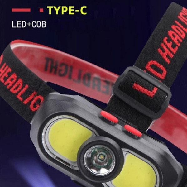 Ліхтар налобний KX-302-LED+2COB, 1x18650, ЗП Type-C, Box