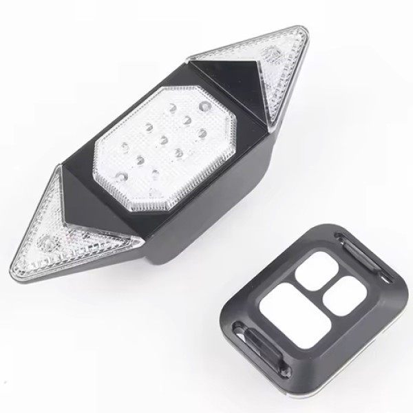 Велоліхтар із покажчиком поворотів червоний жовтий синій водонепроникний ЗУ microUSB Li-Ion акумулятор пульт керування LY-6700