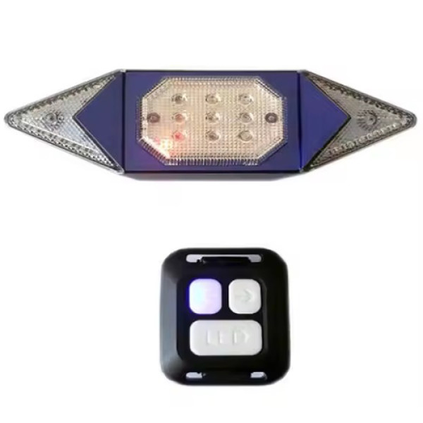 Велоліхтар із покажчиком поворотів червоний жовтий синій водонепроникний ЗУ microUSB Li-Ion акумулятор пульт керування LY-6700