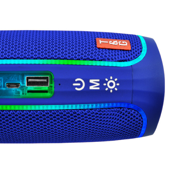 Bluetooth колонка радіо speakerphone RGB підсвічування синє TG288