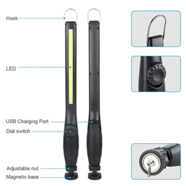 Ліхтар WORKLIGHT BL-821-COB, Li-Ion акумулятор, поворот 180 º +180 º, магніт, гак, ЗУ microUSB