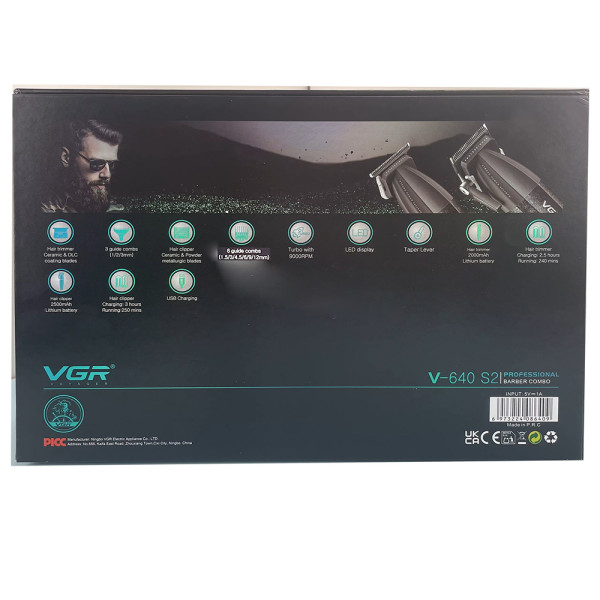Набір для стрижки 2 в 1 зелений акумуляторний VGR V-640