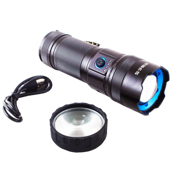 Ліхтар 1х38650 Power Bank Type-C білий лазер 5 фільтрів zoom AK180