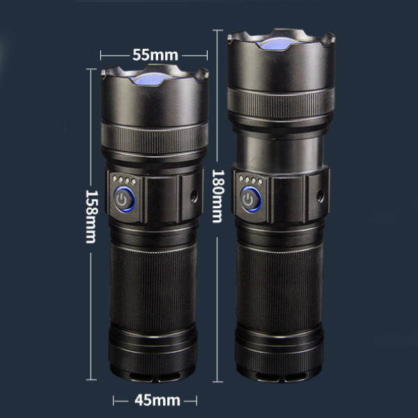 Ліхтар 1х38650 Power Bank Type-C білий лазер 5 фільтрів zoom AK180