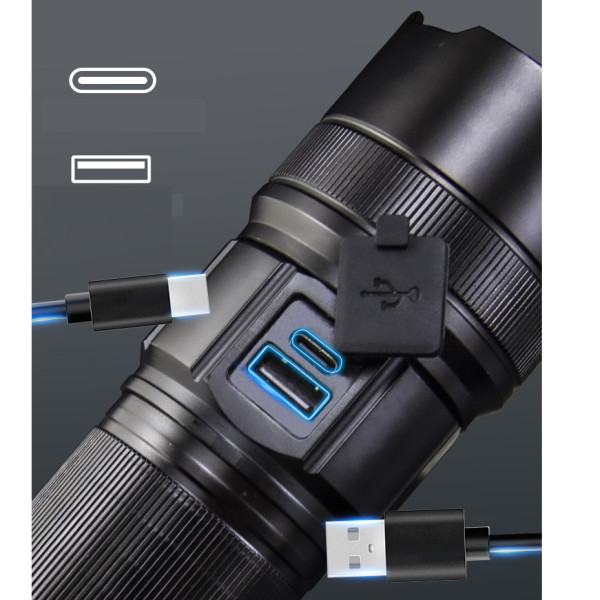 Ліхтар 1х38650 Power Bank Type-C білий лазер 5 фільтрів zoom AK180